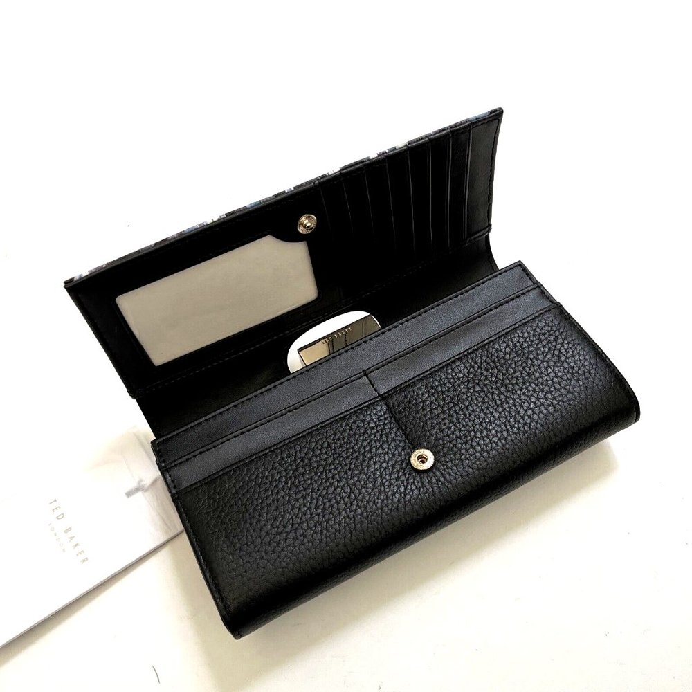 NWT Ted Baker London Boxed 2pc Wallet & Card Case Set Leather Blue Print Gift - Picture 8 of 13